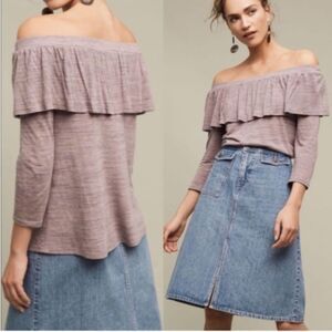 Anthro Dolan Charla Off Shoulder Taupe Top M